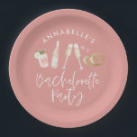 Roze, girale, moderne cocktailscriptie bachelorett papieren bordje<br><div class="desc">Roze,  girale,  moderne cocktailscript bachelorette paper bord party design.</div>