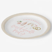 Roze, girale, moderne cocktailscriptie bachelorett papieren bordje (Gekanteld)