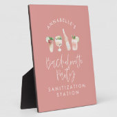 Roze, girale, moderne script bachelorette sanitize fotoplaat (Zijkant)