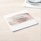 Roze girale roos goud modern stijlvol kartonnen onderzetters (Schuin)