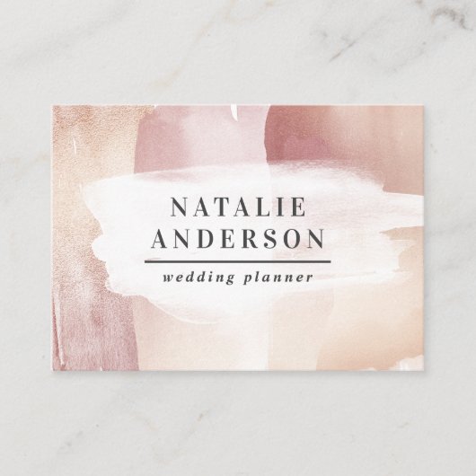 Roze girale roos goud modern stijlvol visitekaartj visitekaartje (Voorkant)