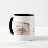 Roze girale roos goud moderne, stijlvolle zakelijk mok (Voorkant links)