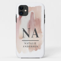 Roze girale rozen monogram modern stijlvol