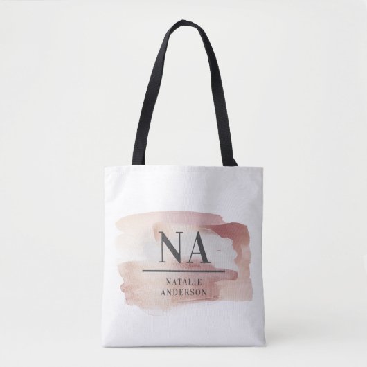 Roze girale rozen monogram modern stijlvol tote bag (Voorkant)