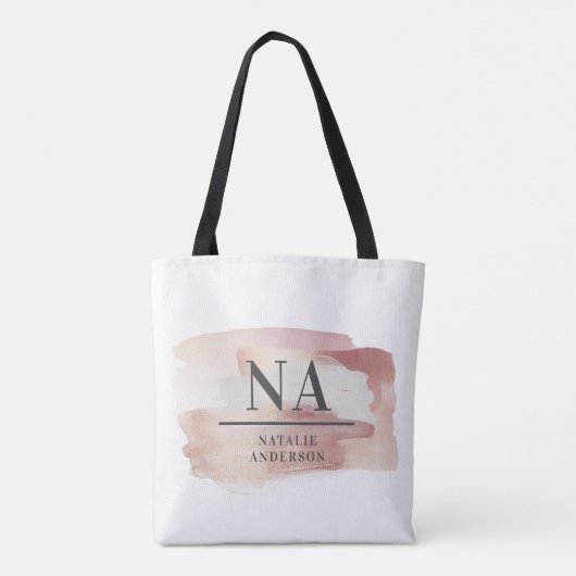 Roze girale rozen monogram modern stijlvol tote bag (Achterkant)