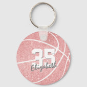 roze girale sleutelhanger met jersey number (Voorkant)