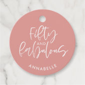 Roze girale waterverf 50 en geweldige verjaardag bedankjes labels (Voorkant)