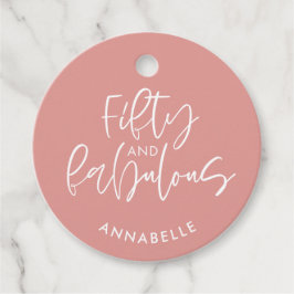 Roze girale waterverf 50 en geweldige verjaardag bedankjes labels