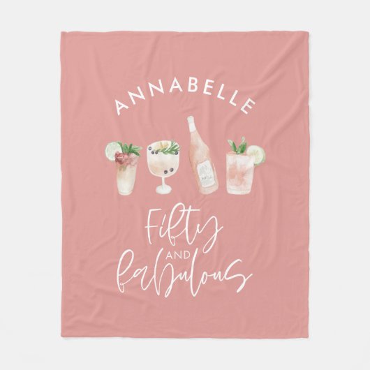 Roze girale waterverf 50 en geweldige verjaardag fleece deken (Voorkant)