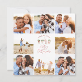 Roze girale waterverf 50 en geweldige verjaardag kaart