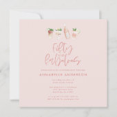 Roze girale waterverf 50 en geweldige verjaardag kaart (Voorkant)