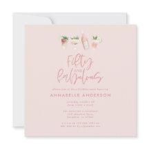 Roze girale waterverf 50 en geweldige verjaardag