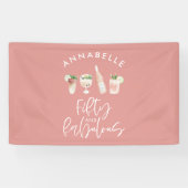 Roze girale waterverf 50 en geweldige verjaardag spandoek (Horizontaal)