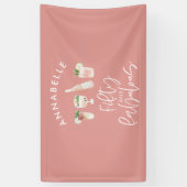 Roze girale waterverf 50 en geweldige verjaardag spandoek (Verticaal)