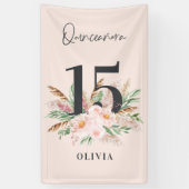 Roze girale waterverf florale leeftijd elegante ve spandoek (Verticaal)