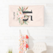 Roze girale waterverf florale leeftijd elegante ve spandoek (Insitu)