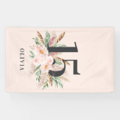 Roze girale waterverf florale leeftijd elegante ve spandoek (Horizontaal)