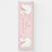 Roze girale zwanenelegante verjaardagsbanner spandoek (Verticaal)