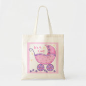 Roze Girl Baby Buggy Carriage Gepersonaliseerd Tote Bag (Voorkant)
