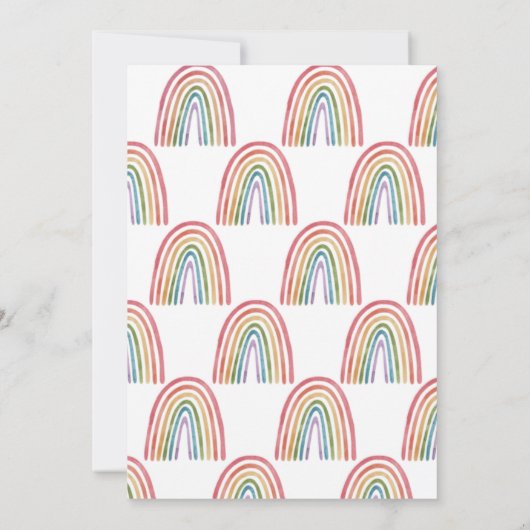 Roze Girl Boho Waterverf Rainbow Baby shower Kaart (Achterkant)