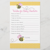 Roze Girl Bumble Bee Wishes for Baby Advice Kaarte (Voorkant)