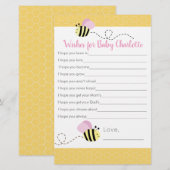 Roze Girl Bumble Bee Wishes for Baby Advice Kaarte (Voorkant / Achterkant)
