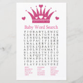 Roze Girl Crown Baby shower Word Search Game (Voorkant)
