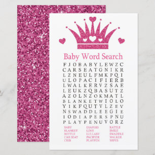 Roze Girl Crown Baby shower Word Search Game
