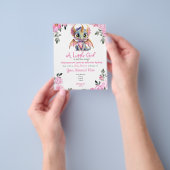 Roze Girl Dragon Floral Baby shower Uitnodiging Flyer (Hand)