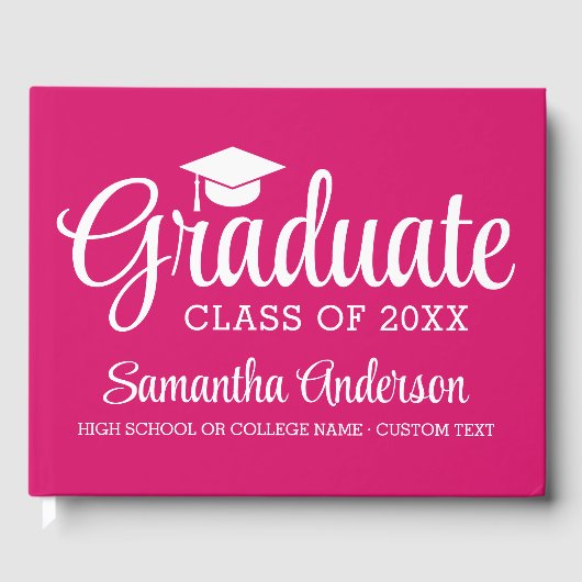 Roze Girl High School of College Graduation Custom Gastenboek (Voorkant)
