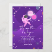 Roze Girl Planet Space Baby shower Invitation Kaart (Voorkant)