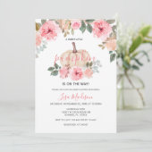 Roze Girl Pumpkin is onderweg Baby shower Kaart (Staand voorkant)