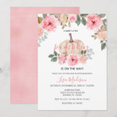 Roze Girl Pumpkin is onderweg Baby shower Kaart (Voorkant / Achterkant)