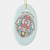 Roze Girl Rocketship Keramisch Ornament (Rechts)