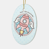 Roze Girl Rocketship Keramisch Ornament (Links)