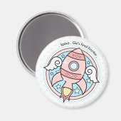 Roze Girl Rocketship Magneet (Voorkant / Achterkant)