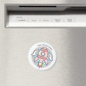 Roze Girl Rocketship Magneet (Insitu (Vaatwasser))