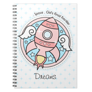Roze Girl Rocketship Notitieboek