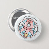 Roze Girl Rocketship Ronde Button 5,7 Cm (Voorkant /achterkant)