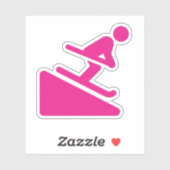 Roze Girl Skier Downhill Sticker (Vel)