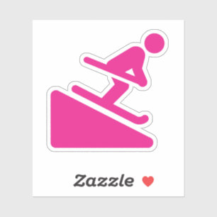 Roze Girl Skier Downhill Sticker