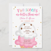 Roze Girl Twins Ice crème Kaart (Voorkant)