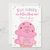 Roze Girl Twins Ice crème Kaart (Voorkant)