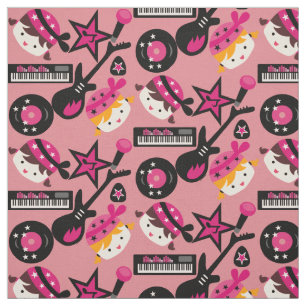 Roze Girls Rock Star Fabric Stof