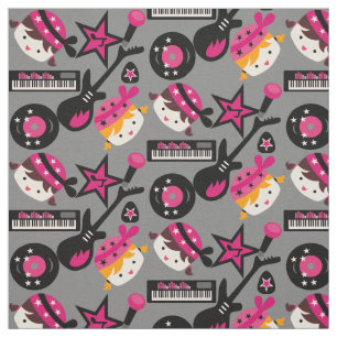 Roze Girls Rock Star Fabric Stof