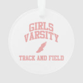 Roze Girls Varsity Track en Field Ornament (achterkant)