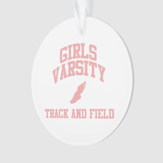 Roze Girls Varsity Track en Field Ornament (voorkant)