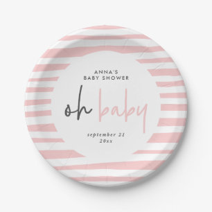 Roze Girly baby shower Typografie Modern Unique Papieren Bordje