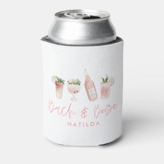 roze girly bach & booze bachelorette weekend chic blikjeskoeler (Blikje Achterkant)