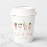 roze girly bach & booze bachelorette weekend chic papieren bekers<br><div class="desc">roze girly bach & booze bachelorette weekendchic modern party paper cup . Mooie,  klastige illustraties,  deel van een collectie.</div>